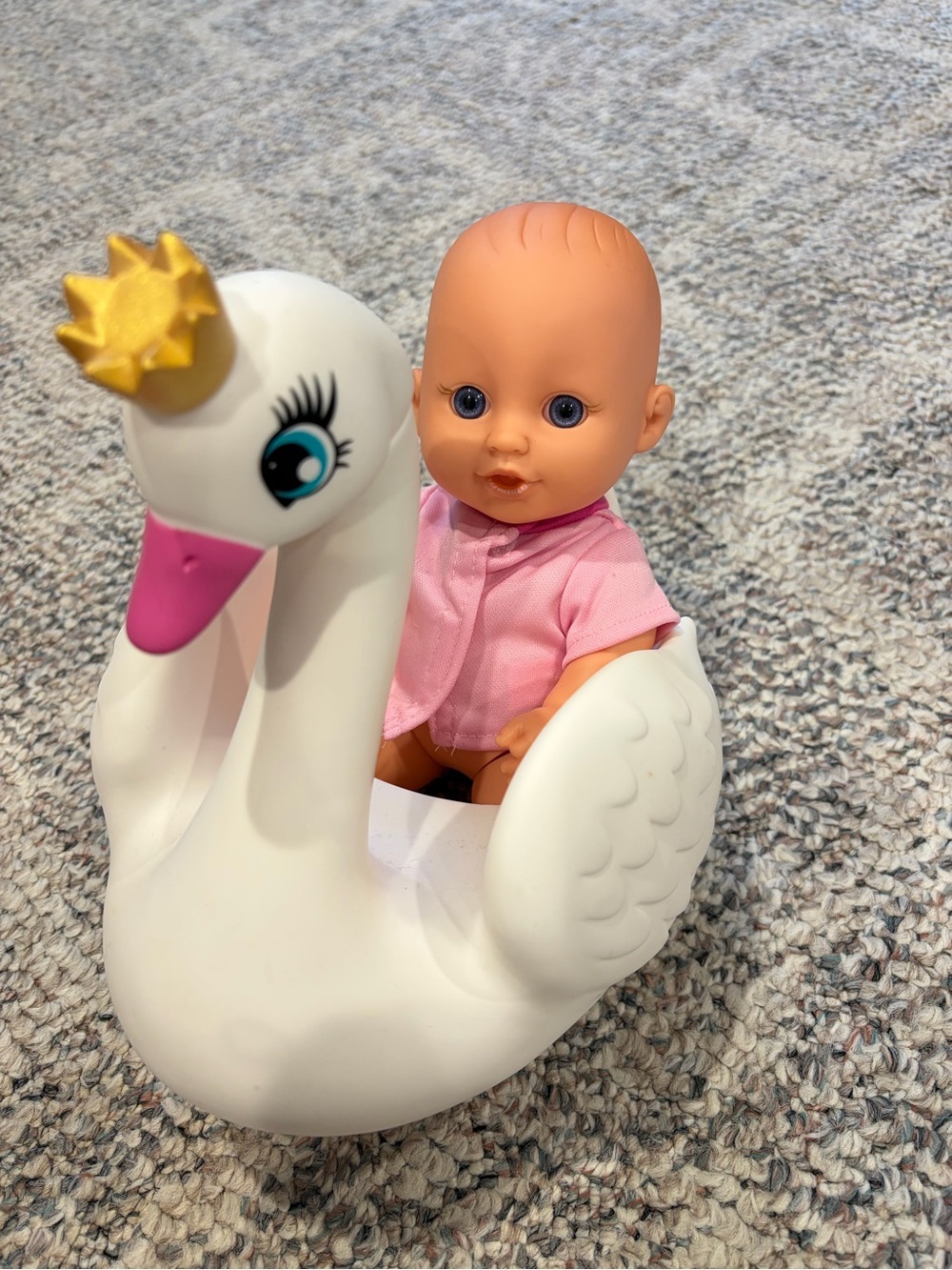 Bath Time Baby on Floating Swan